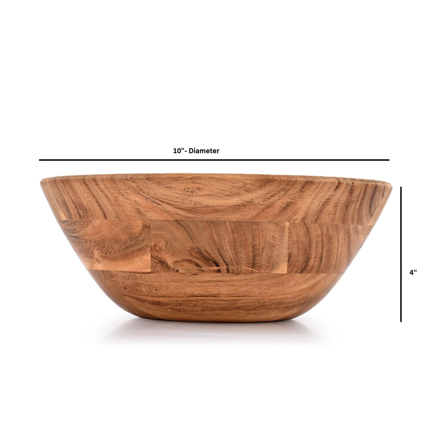 Mahasu Decorative Bowl for Veggies, Fruits, & More – Handmade Wooden Serving Bowl for Kitchen, Party, BBQs (10" x 10" x 4")