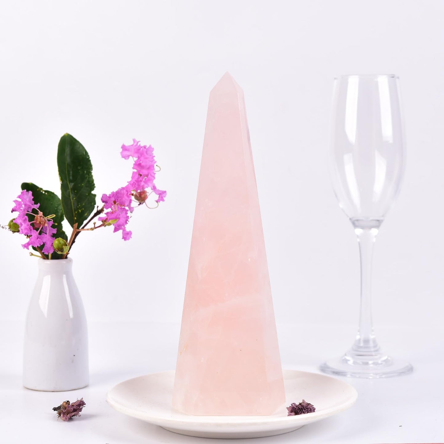 SMOHEAL Rose Quartz Large Crystal Tower Natural Pink Healing Crystal Point Wand Obelisk for Reiki Meditation Crystal Grid Decoration 1.5-2 LBS