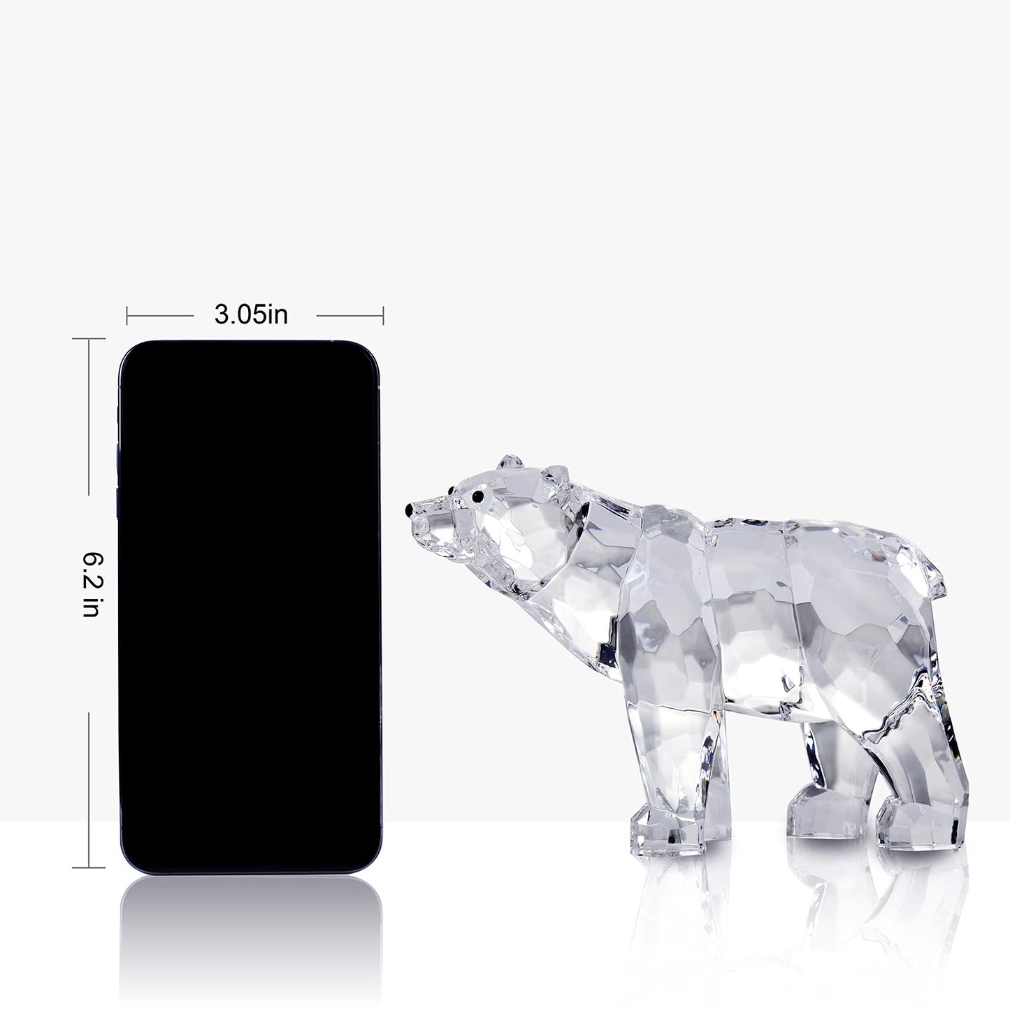 DANRECIN Acrylic Bear Figurine Cute Animal Home Decor Not Crystal Decorations for Bookshelf Dinner Table and Desk (A)