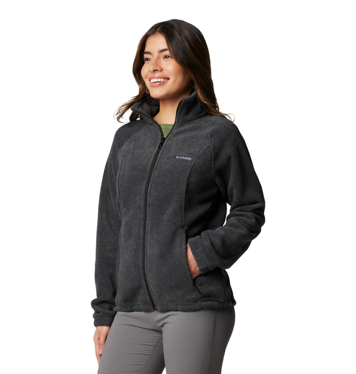 Columbia Womens Benton Springs Full Zip Fleece Jacket, Charcoal Heather, Large