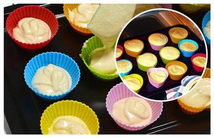 Reusable Silicone Cupcake Baking Cups 24 Pack, 2.75 inch Cups, & Non-stick Muffin Liners for Party Halloween Christmas,6 Rainbow Colors (Pack of 24,Multicolor)