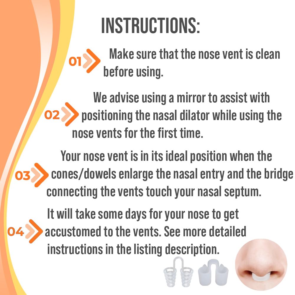 Nose Vent Sinus Relief Dilator (Pack of 8 Various Sizes) - A Simple Solution for Nasal Snorers - Reusable Snoring Device to Enjoy a Peaceful Night's Sleep - by Mobi Lock