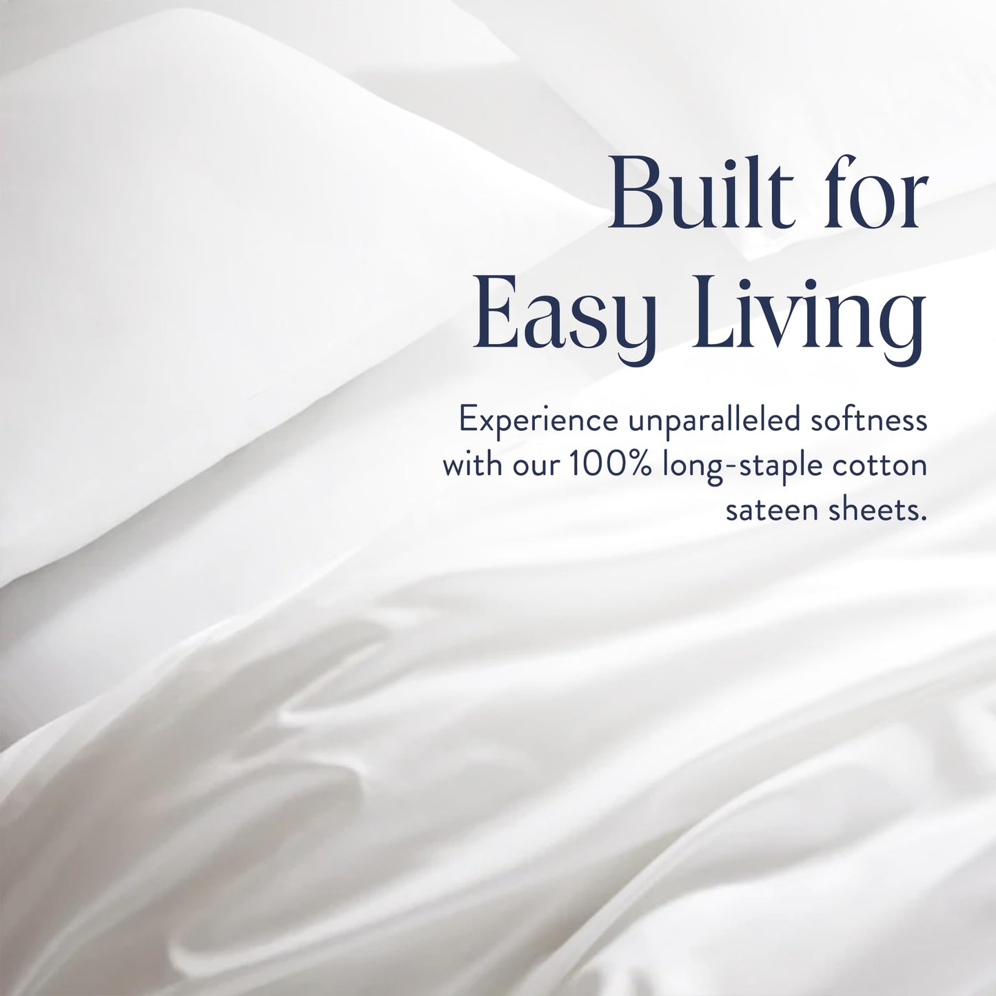 Brooklinen Luxury Sateen 4 Piece Sheet Set - 100% Cotton Bed Sheets, Soft & Durable Piece King Size Sheets Set in White, Oeko-TEX Certified Bedding Set, 1 Fitted Sheet, 1 Flat Sheet, 2 Pillowcases