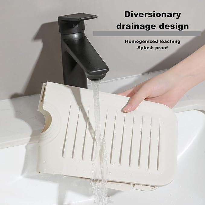 Kitchen Silicone Sink Splash Guard, 5° Slope Type Design Sink Mat, Sink Faucet