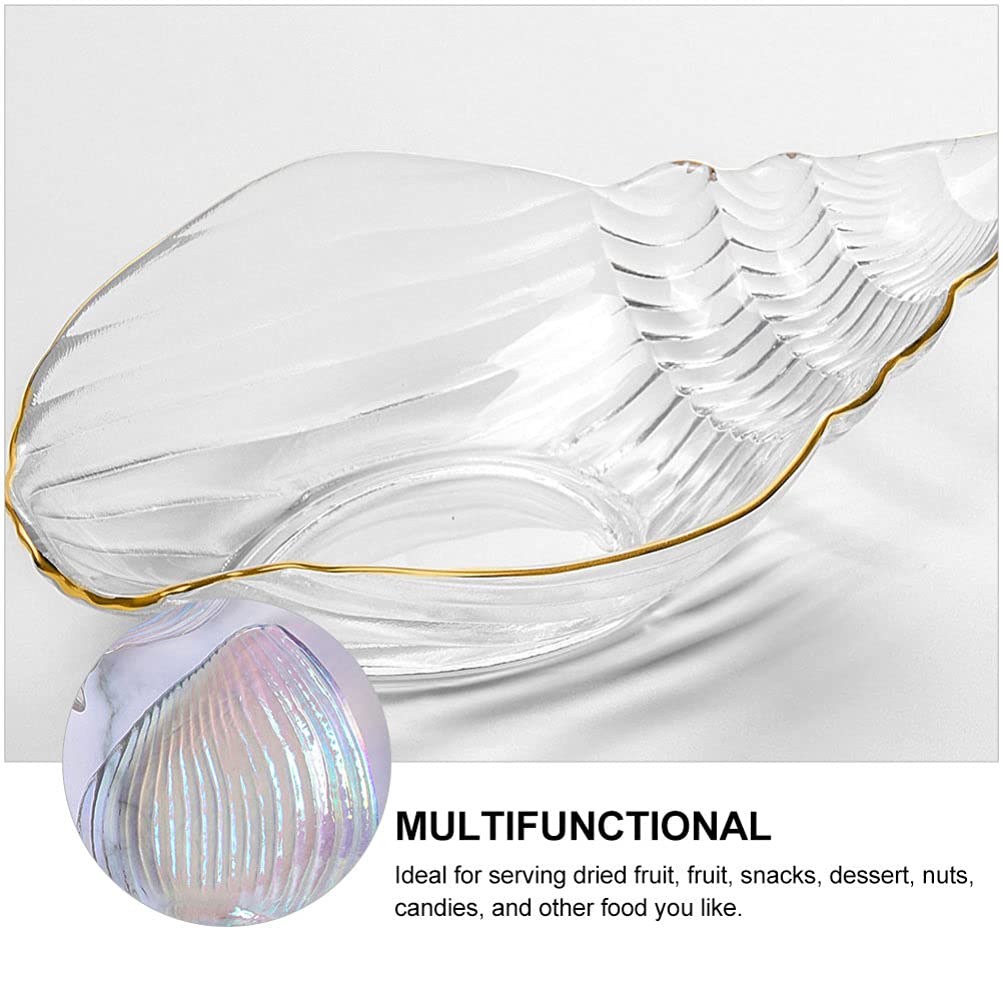 DOITOOL Sea Shell Bowl Glass Salad Plate Sauce Dishes Sushi Plate Dessert Plate Appetizer Plate Fruit Plate Serving Dishes for Home Kitchen