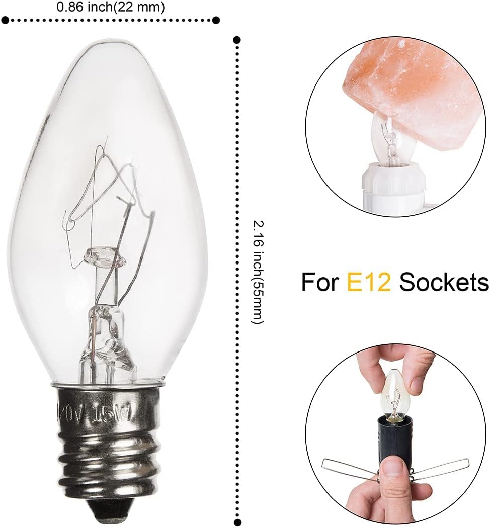 OHLGT 28 Pack Salt Lamp Light Bulbs 15 Watt, Himalayan Salt Lamp Original Replacement Bulbs E12 Socket Long Lasting Incandescent Bulbs Warm Light