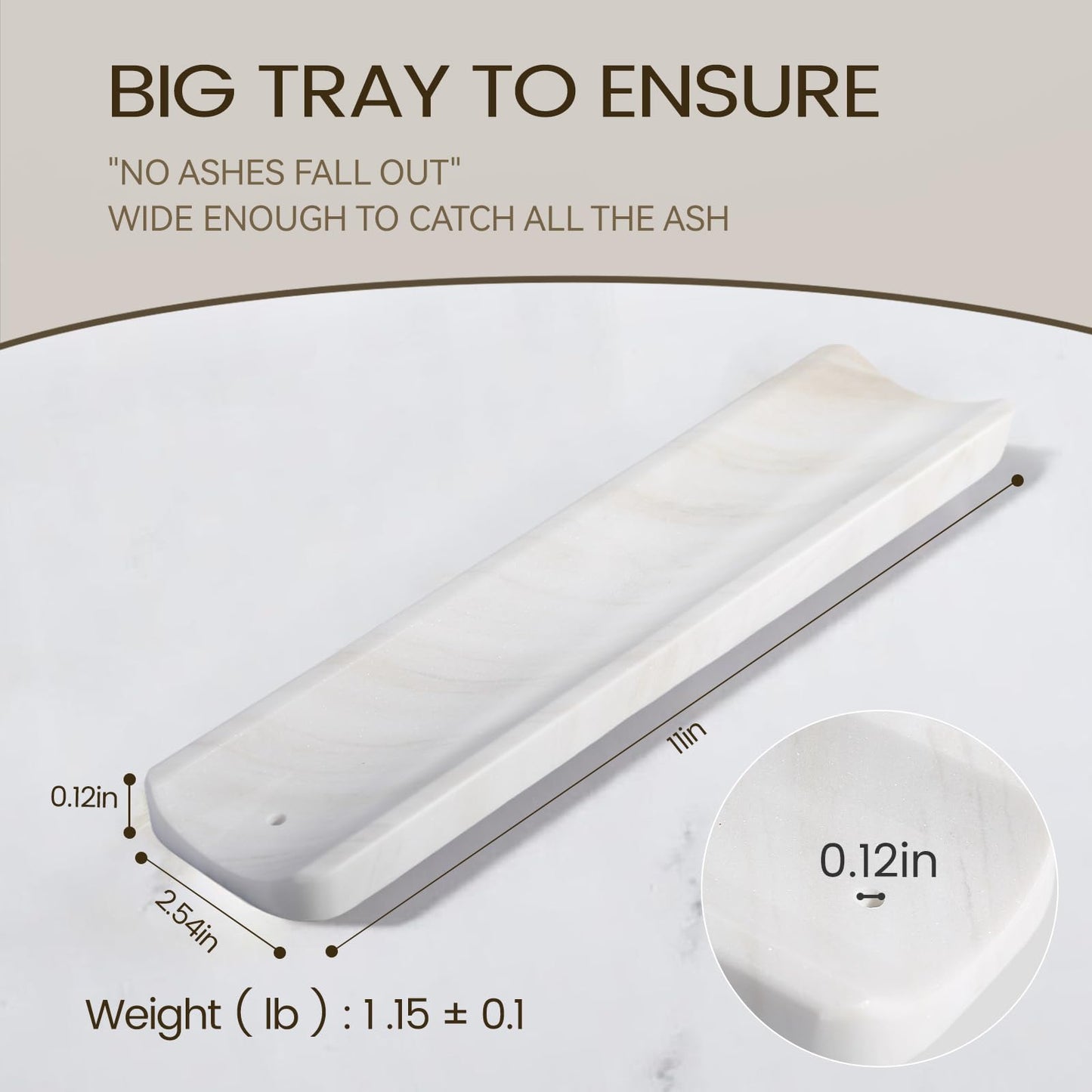 Koville Marble Incense Holder, Incense Holder for Sticks, Incense Sticks Holder Ash Catcher for Meditation Yoga SPA, Natural Stone Incense Burner, Home Table Decor (White)