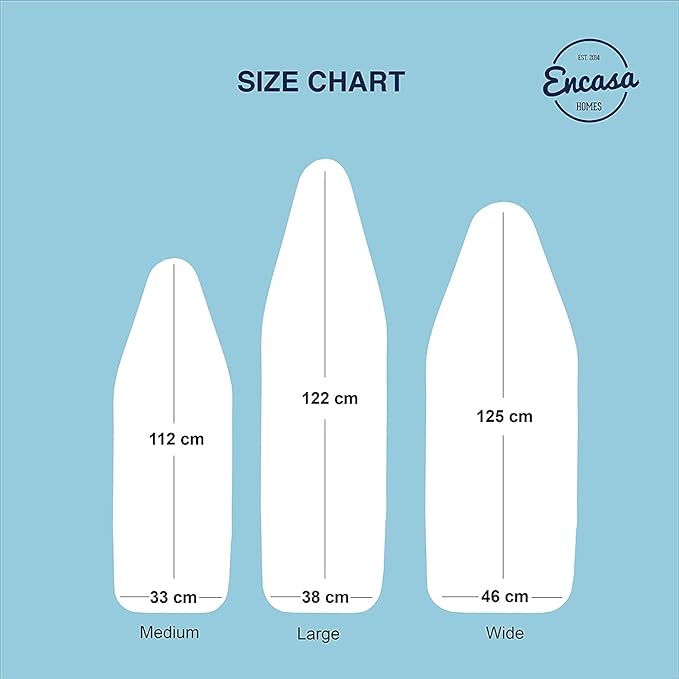 Encasa XO Ironing Board Cover and Pad 49"x18" - 4mm Felt Wide Iron Board Cover