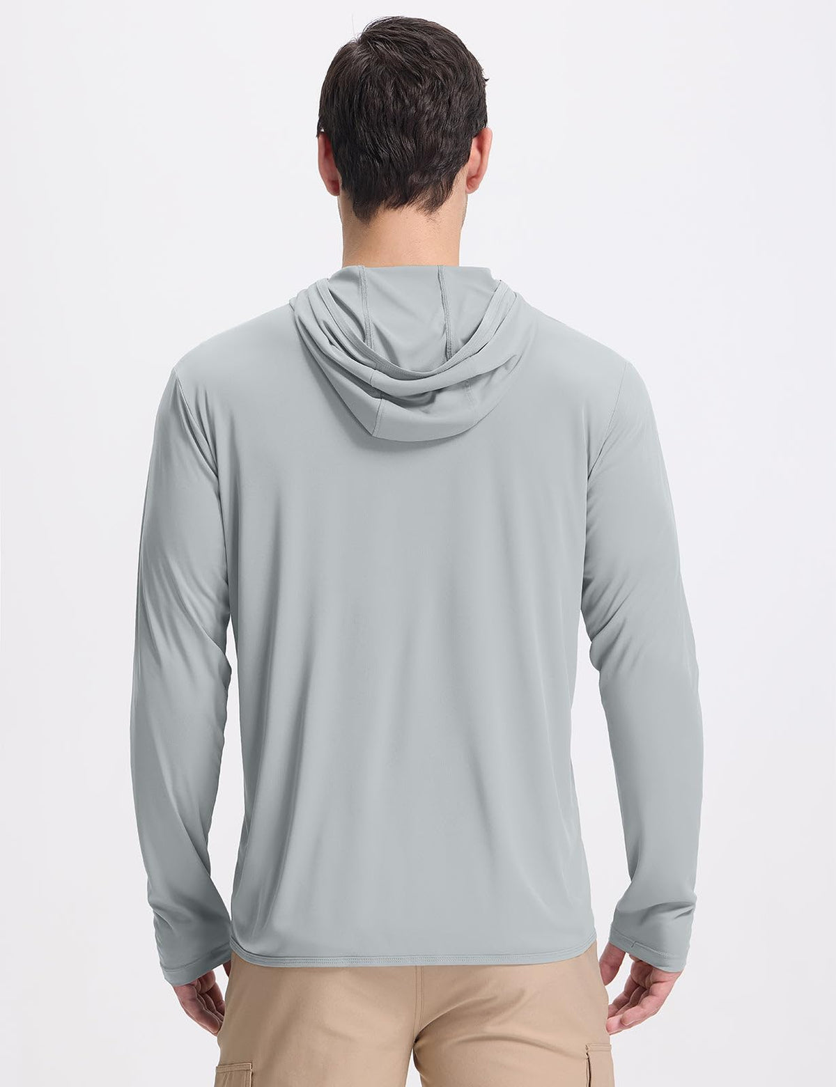 baleaf Men's UPF 50+ Sun Protection Hoodie Full Zip Jacket Lightweight Long Sleeve Cooling Shirts Pockets Hiking Fishing Light Gray M