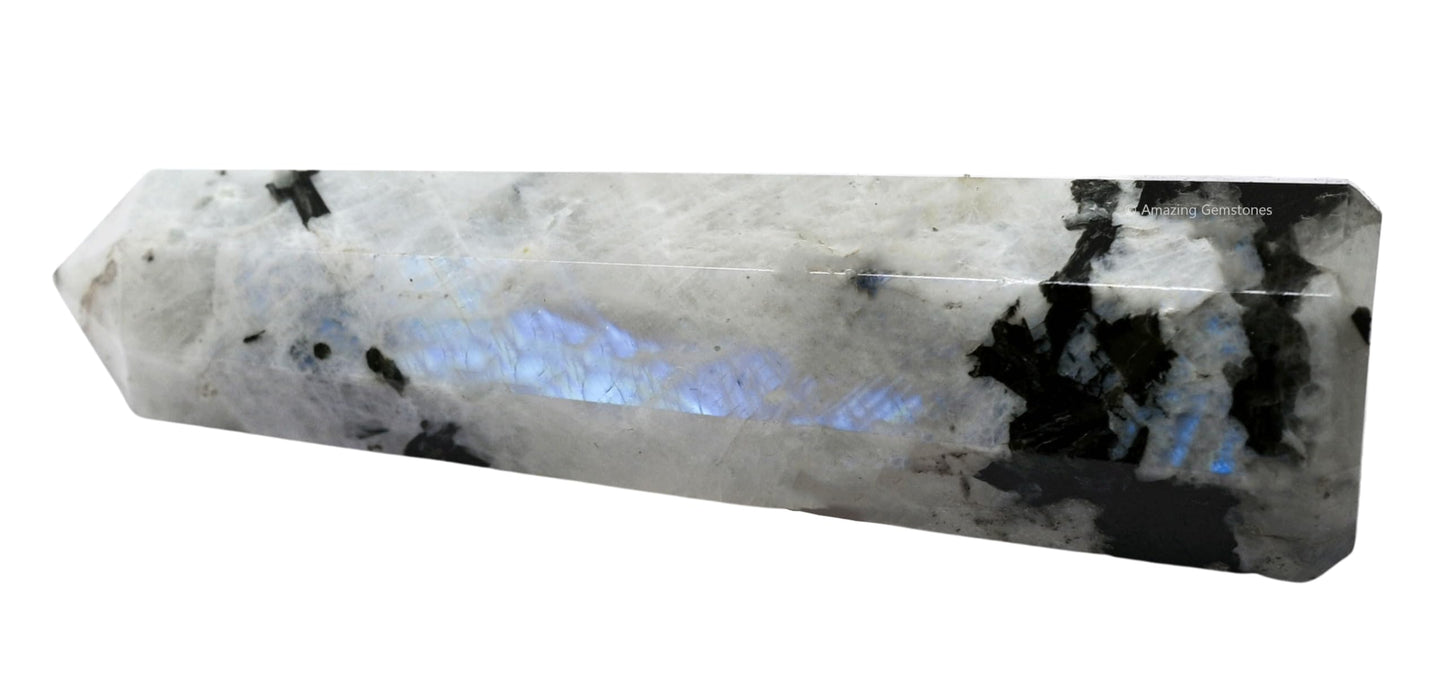 Amazing Gemstone Rainbow Moonstone Crystal Towers - Natural Healing Crystal Point Obelisk for Reiki Healing and Crystal Grid (3" to 4" INCH)