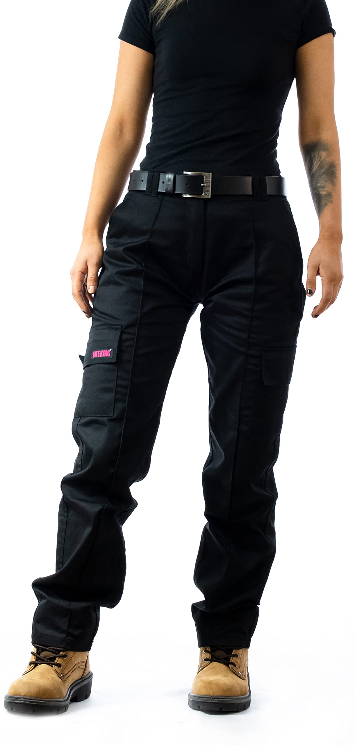 SITE KING Ladies Cargo Combat Work Trousers Sizes 10 to 20 (10, Black)