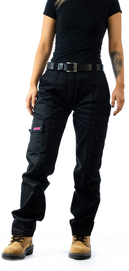 SITE KING Ladies Cargo Combat Work Trousers Sizes 10 to 20 (10, Black)