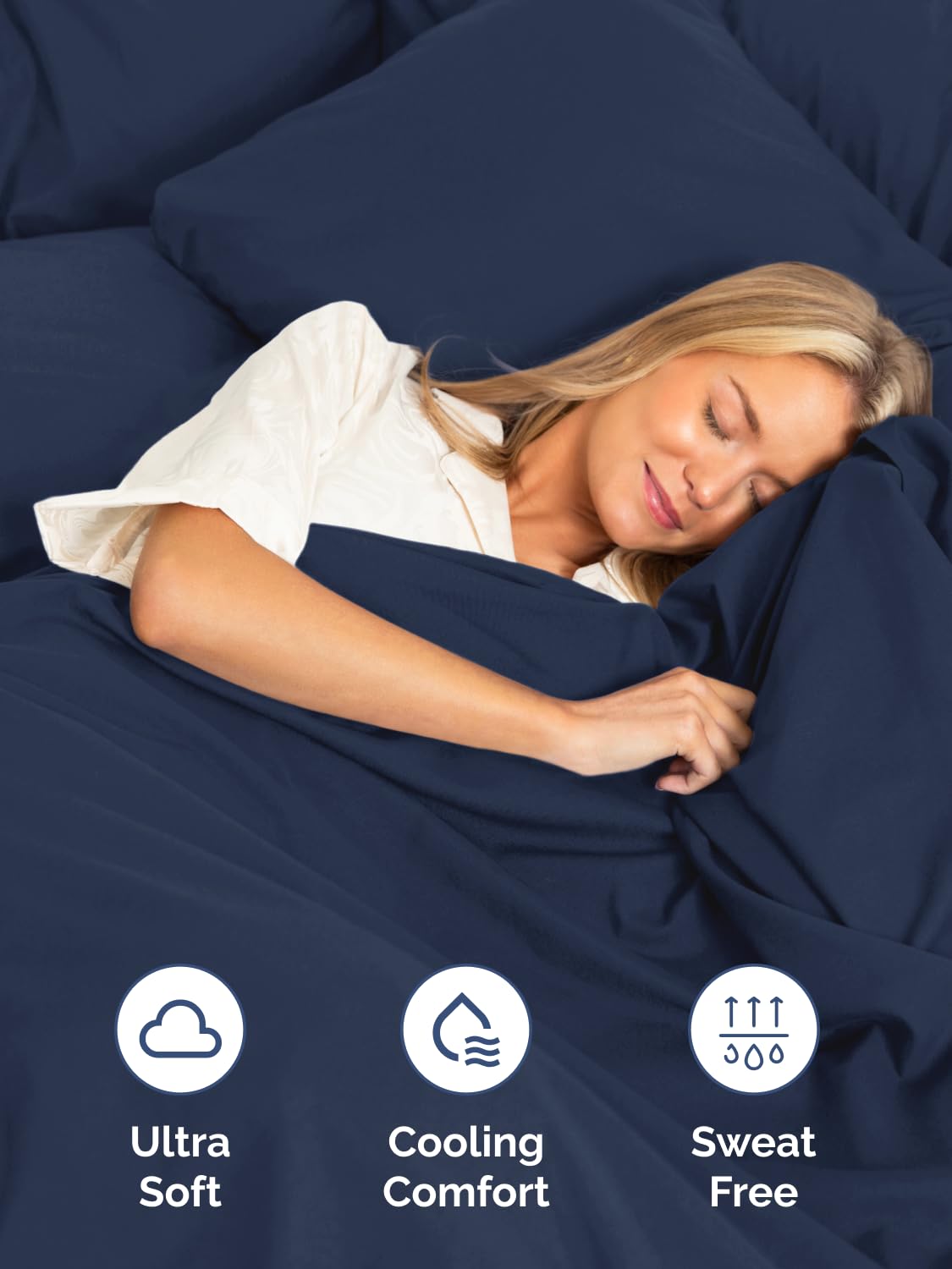 Extra Deep Pocket Full Size Sheet Set - 4 Piece Breathable & Cooling Bed Sheets - Hotel Luxury Bedding with 16 to 21 inch Extra Deep Pockets - Soft, Fade and Wrinkle Resistant - Oeko-Tex - Navy Blue
