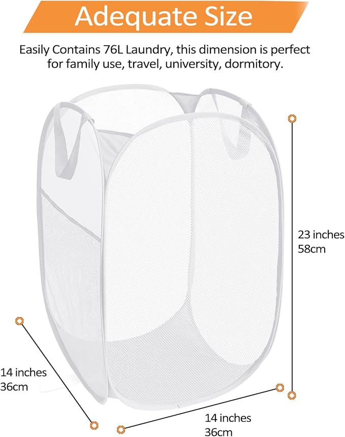 2 Pack Durable Collapsible Laundry Baskets
