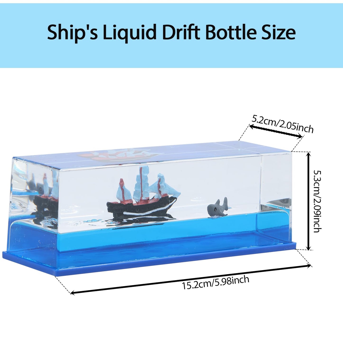 KHZSPP Unsinkable Boat in a Box Acrylic + Pure Water +Mineral Oil + Resin 15.2x5.3x5.2cm for Home Decoration Office Decoration Desk Bookshelf Car Display(Ship+Xiaoyu)