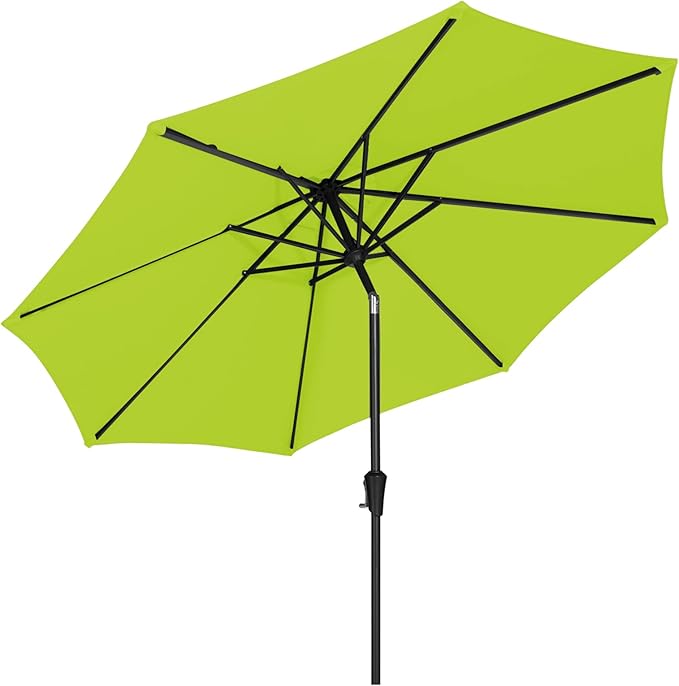 MEWAY 10ft Patio Umbrella Outdoor Table Umbrellas with Push Button Tilt and Crank, Market Umbrella 8 Sturdy Ribs for Deck, Garden, Pool and Backyard, Apple Green