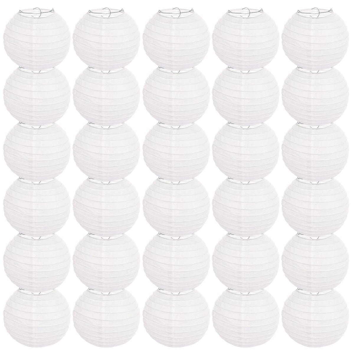 LOLYSIC 30 Pack 12 Inch Paper Lanterns Decorative, White Chinese Lanterns, Hanging Round Paper Lanterns Lamp for Birthday, Wedding, Christmas, Bridal, Home Decor, Party Decoration Chiness Style