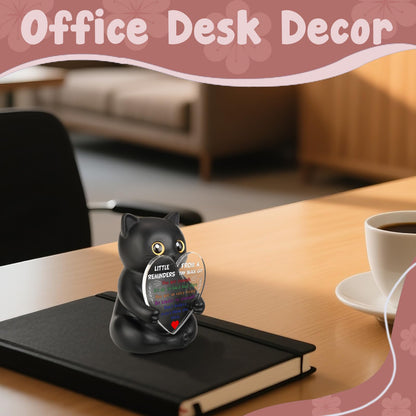 wainvniaw Positive Affirmations Black Cat Figurines Decor, Motivational Gifts Inspirational Cheer Up Gift for Cat Lovers, Women, Men, Friends, Coworker, Employee, for Home Office Cubicle Desk WCT4