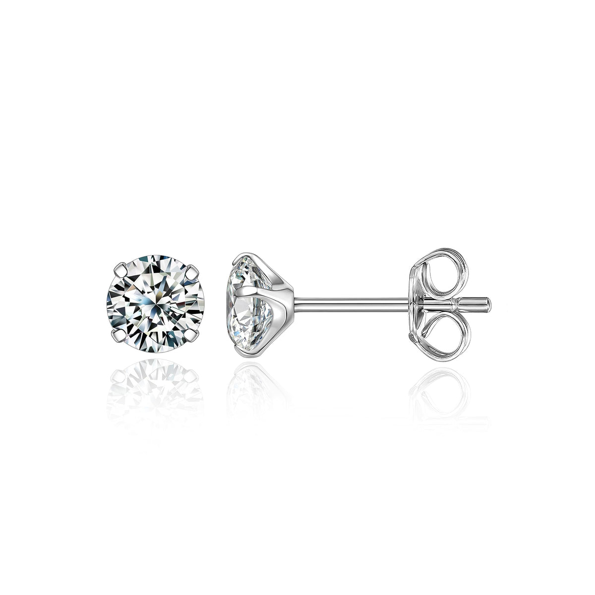Limerencia G23 Pure Titanium Earrings F136 Implant Grade Titanium Studs 20G Hypoallergenic Round Cubic Zirconia/Princess-Cut/Square/Ball Earrings for Women Men Sensitive Ears(4mm Cubic Zirconia)