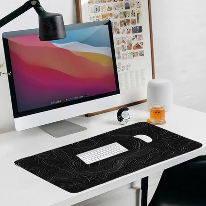 Topographic Mouse Pad, Extended Gaming (35.4x15.7 in), Desk Mat Laptop Waterproof Decor Writing for Work, Game, Office, Home - Topographic Contour