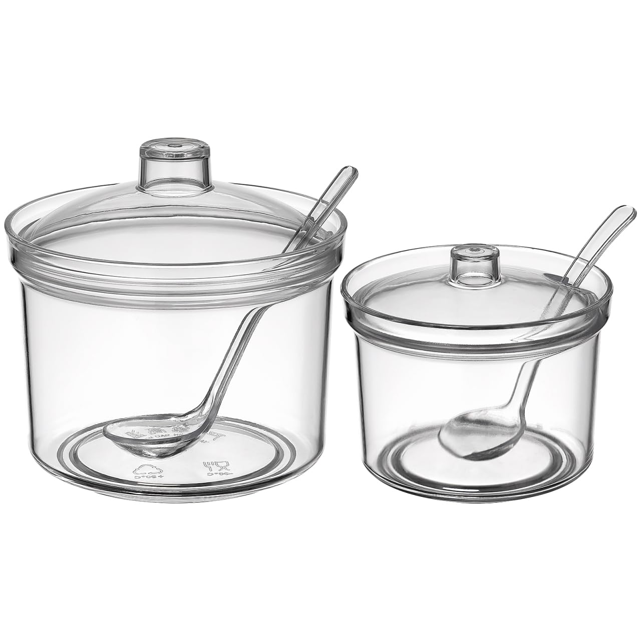 Cabilock Transparent Seasoning Box with Lids and Spoons 4.33X3.93 Inch Clear Salt Sugar Container Kitchen Condiment Storage Organizer