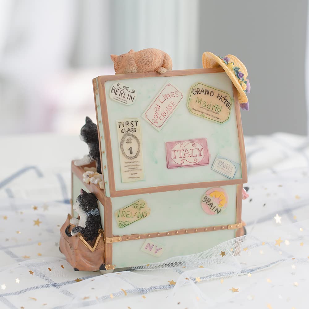 LOVE FOR YOU Gift Wrapped Music Box Cat Lovers Treasure Chest Musical Decoration for Girls and Women Kids Niece Sister Daughter Mom Granddaughter Grandma Christmas Birthday Present Gifts