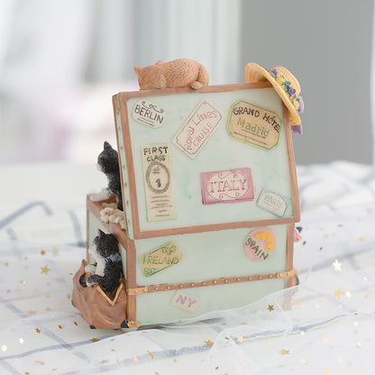 LOVE FOR YOU Gift Wrapped Music Box Cat Lovers Treasure Chest Musical Decoration for Girls and Women Kids Niece Sister Daughter Mom Granddaughter Grandma Christmas Birthday Present Gifts