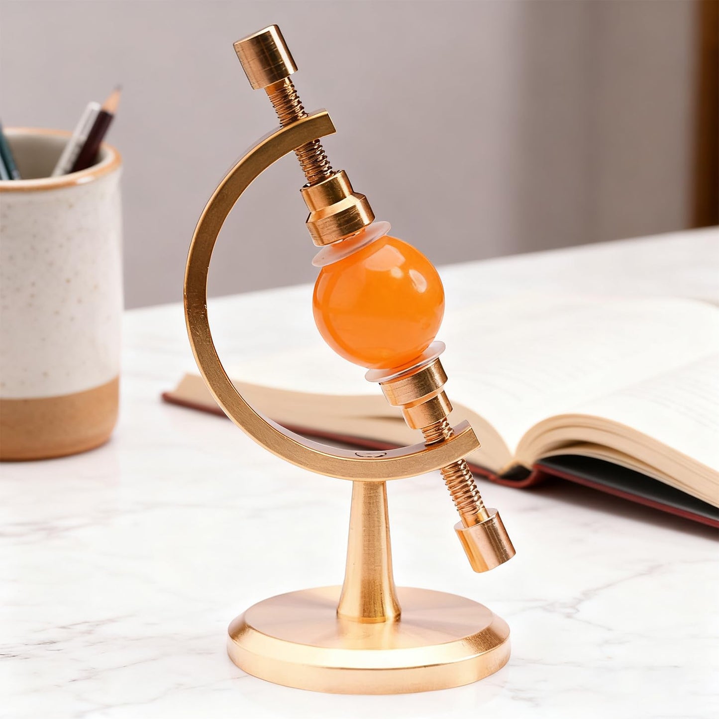 Rock Stands for Display - Adjustable Globe Holder with Padded Clip | Crystal Ball Stand for gemstone, Fossils, Minerals, Specimens, Collectibles, Ideal Art Craft Decoration for Table, Shelf, Bookshel