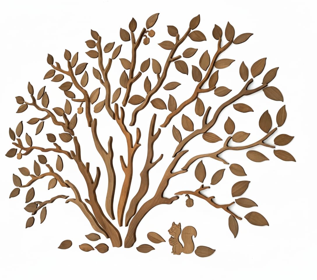 WOODTELLSTORY Large Handmade Solid Wood Oak Tree Wall Art,79x59