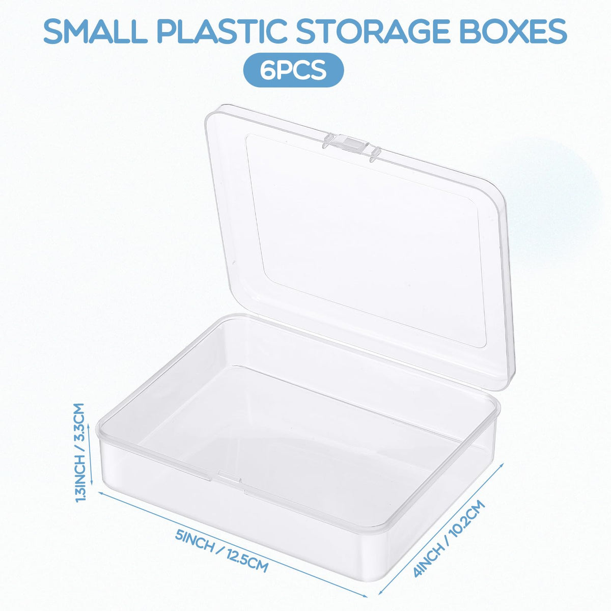 Jetec 6 Pieces Mini Plastic Clear Beads Storage Containers Box for Collecting Small Items, Beads, Jewelry, Business Cards, Game Pieces, Crafts (5 x 4 x 1.3 Inch)