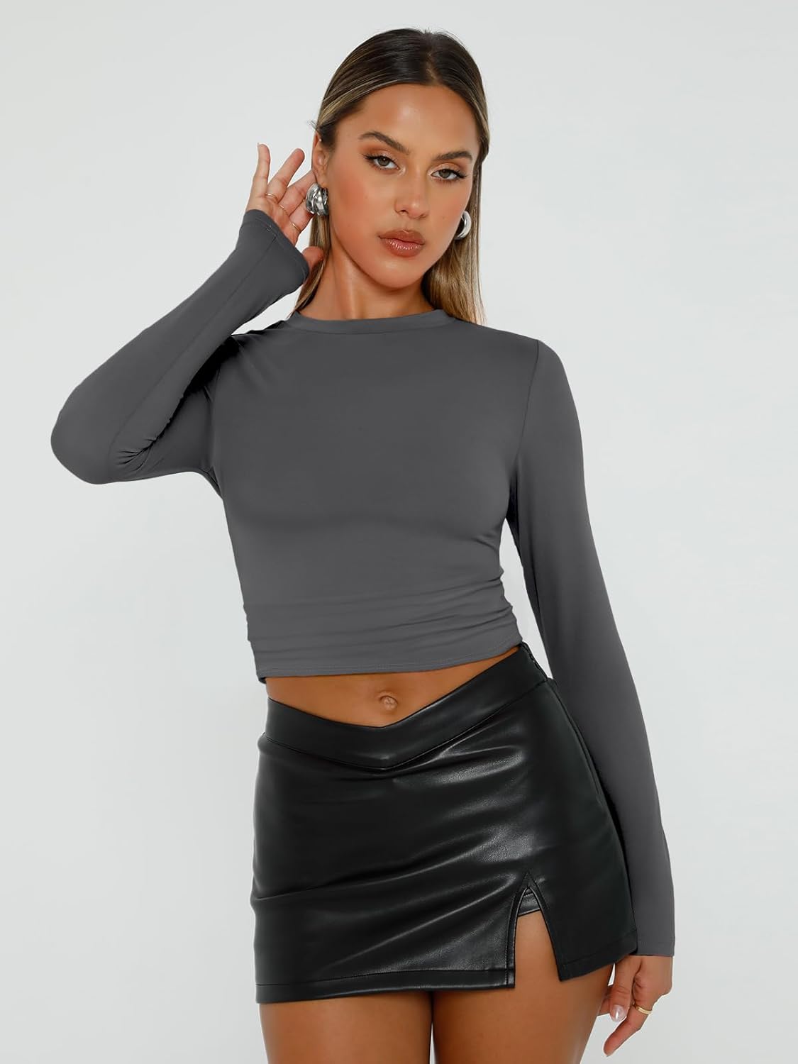 AUTOMET Womens Long Sleeve Shirts Basic Compression Going Out Crop Tops Fall Fashion Y2K Clothes 2025