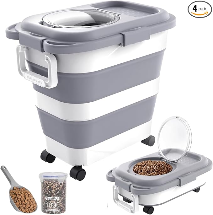 25-28lbs Dog Food Storage Container, Collapsible Dog Food Container, Airtight