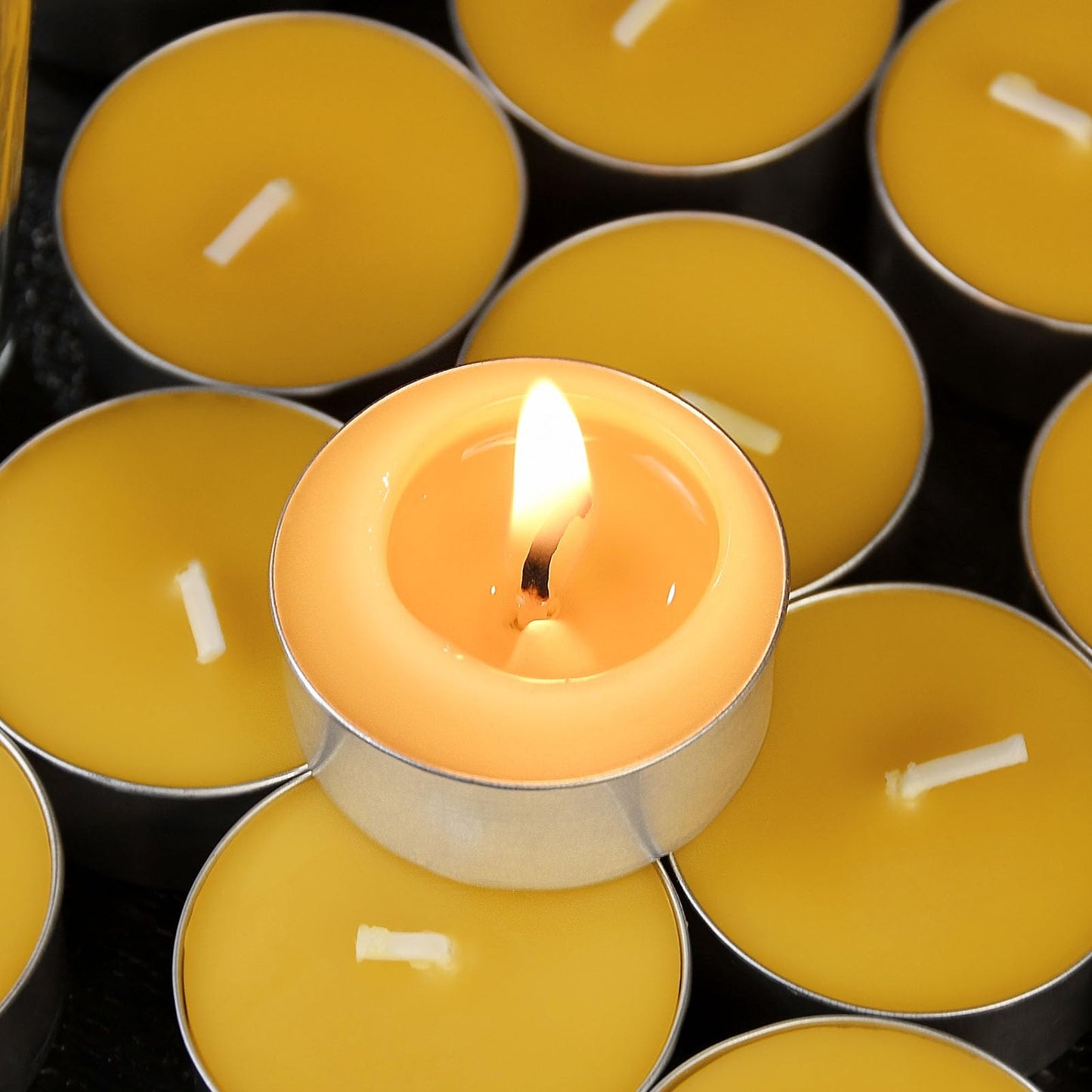 48 Pack Beeswax Tealight Candles Bulk,Pure Natural Bees Wax in Aluminum Shell - 4 Hour Extended Burn Time,Smokeless Tea Light Candles for Home Deco,Table centerpieces