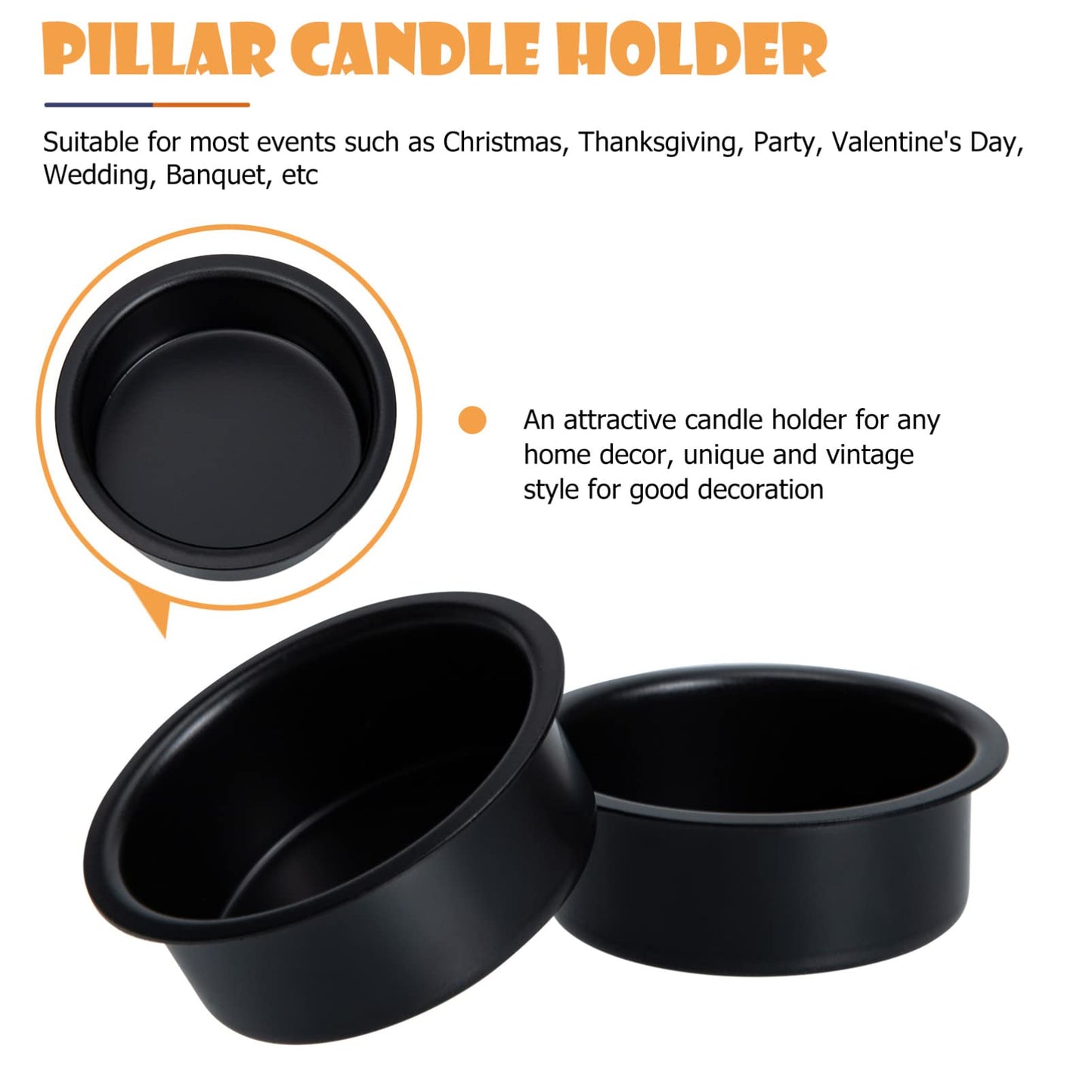 Uonlytech 5pcs Tea Light Tins Cups, Black Metal Tea Light Candle Holder Empty Scented Candle Cup DIY Candle Holders for Party Wedding Table Decoration