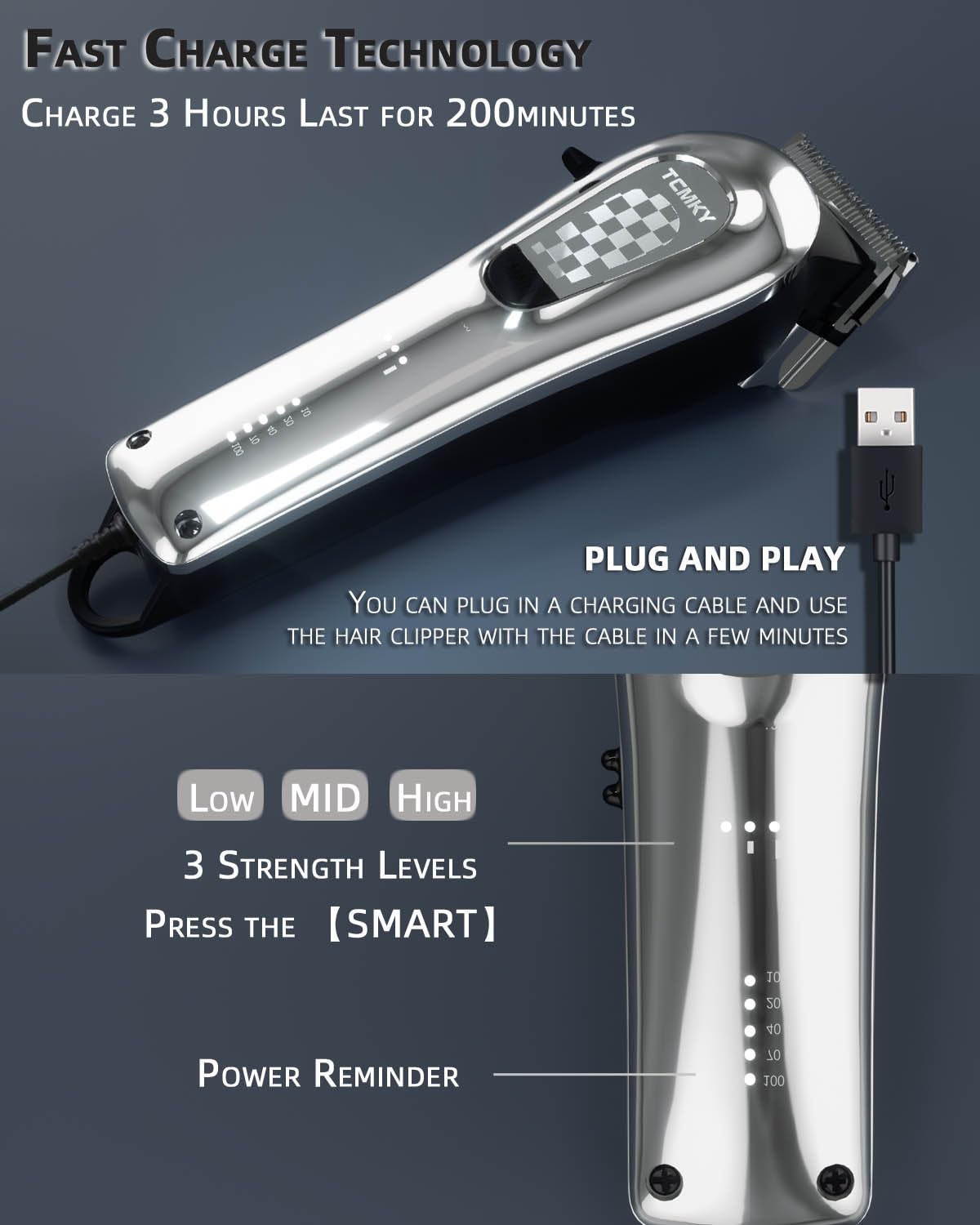 Hair Clippers for Men Professional Clippers for Men Cordless&Corded Barber Clippers for Hair Cutting & Grooming. Rechargeable Hair Trimmer Kit for Household (Red)