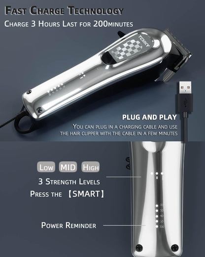 Hair Clippers for Men Professional Clippers for Men Cordless&Corded Barber Clippers for Hair Cutting & Grooming. Rechargeable Hair Trimmer Kit for Household (Red)