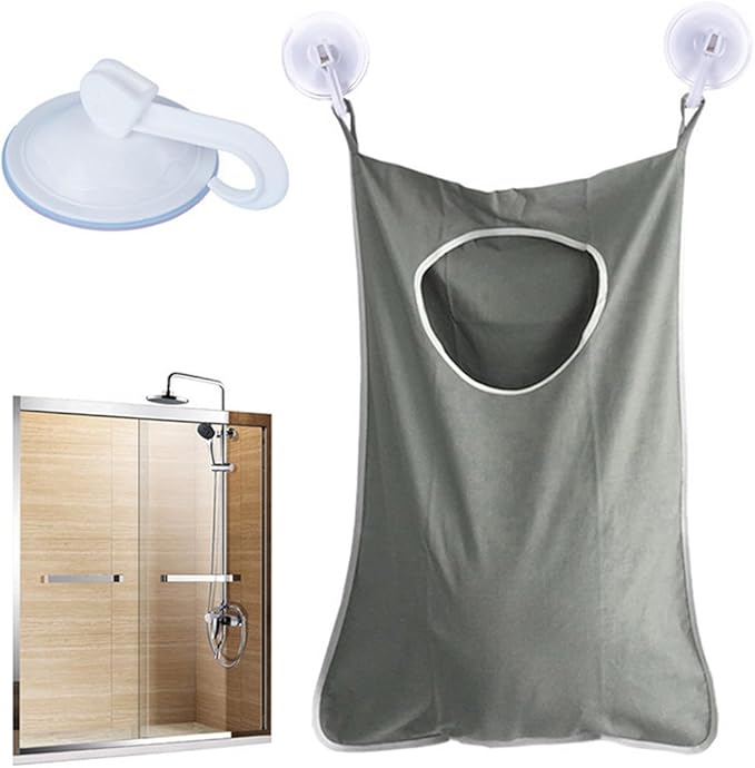 Oxford Fabric Space Saving Door-Hanging Laundry Hamper Bag + 2 Stainless Steel