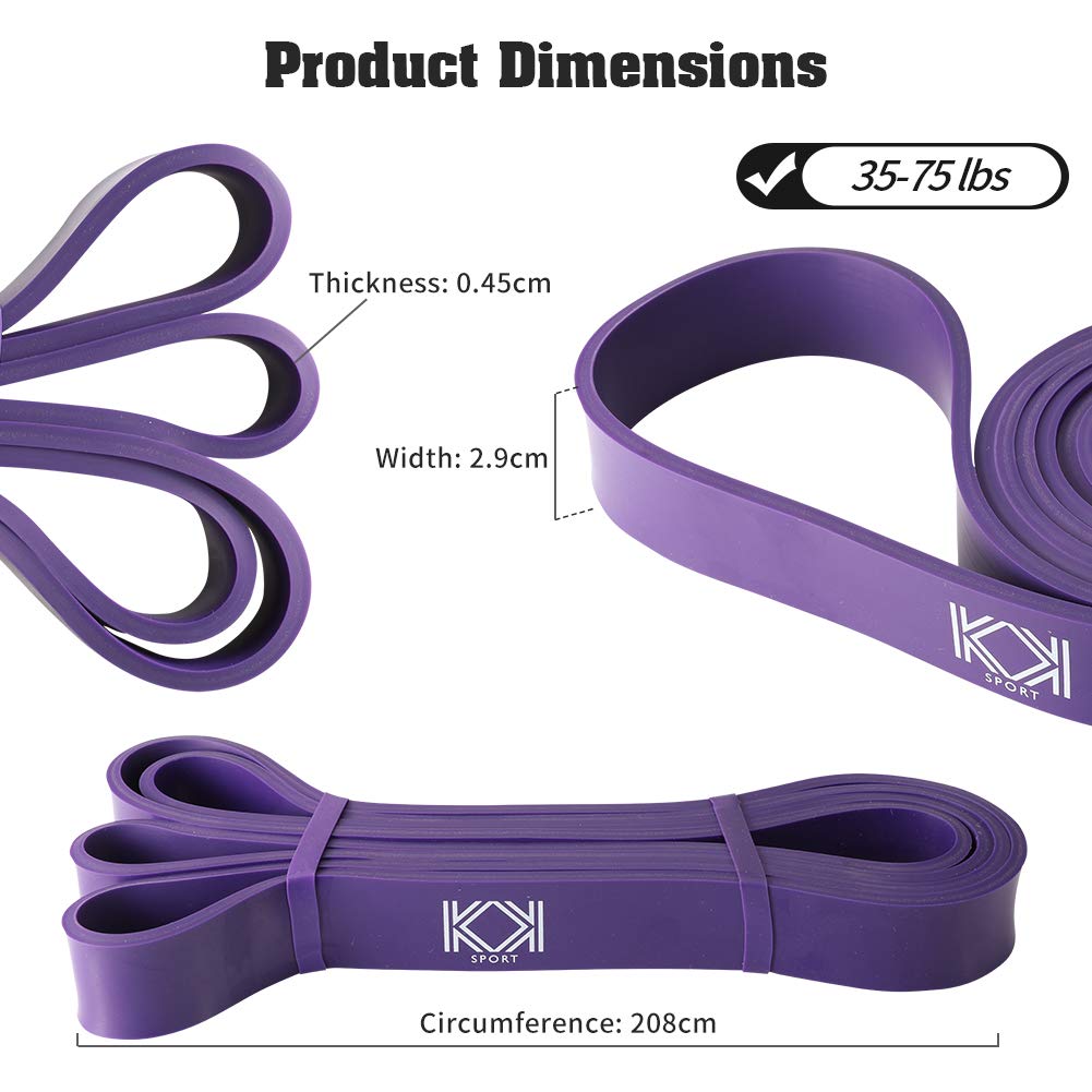 KK Resistance bands for men and women fitness workout exercise, flexibility and strength training. Pull up resistance exercise bands suitable for home, gym. (Red-Green-Purple)