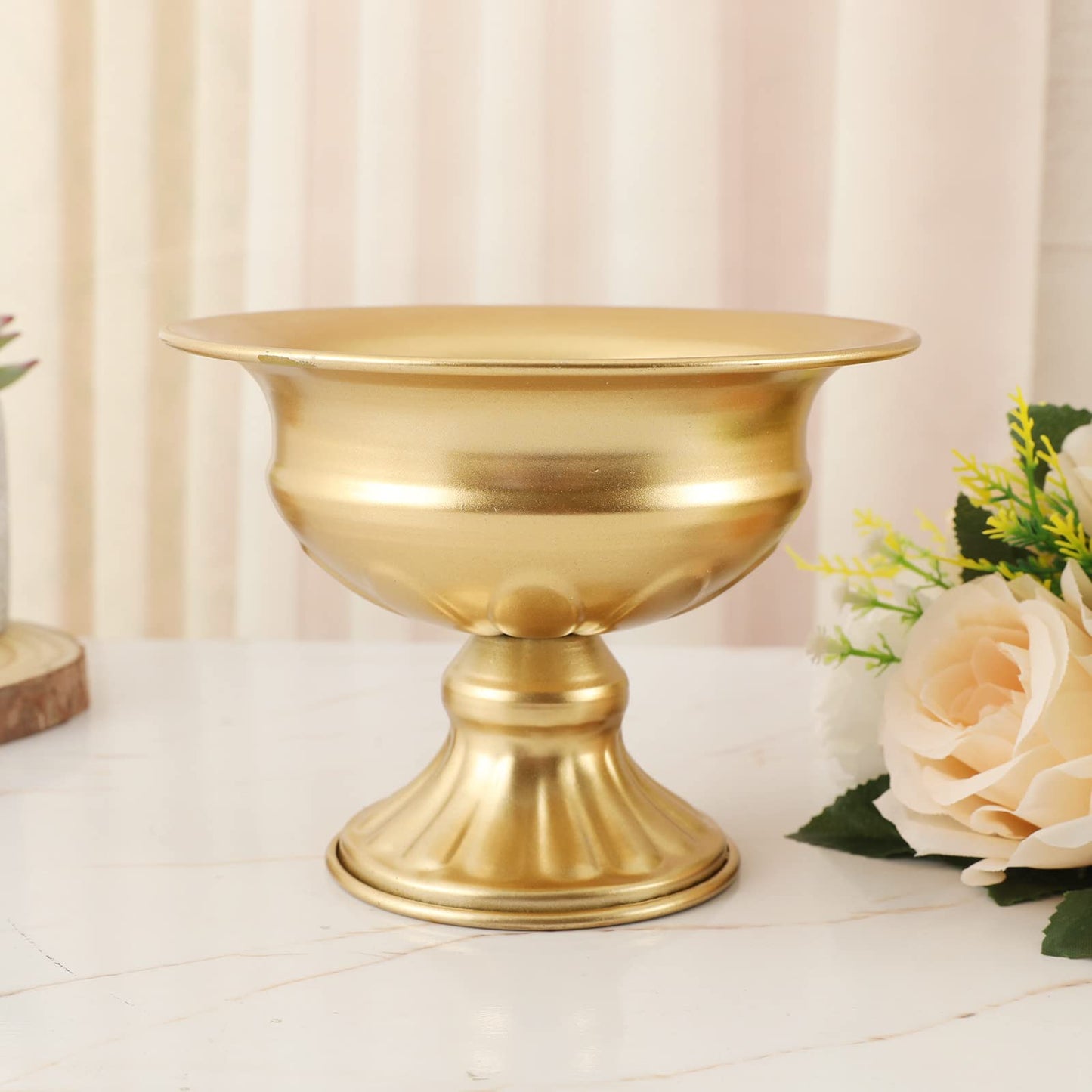 QUTUNI 8Pcs Gold Compote Vases for Centerpieces, 4.7in Small Flower Vases