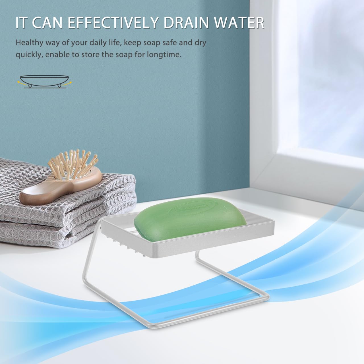 SEWACC Stainless Steel Soap Dish with Self Draining Tray Shower Soap Holder for Bathroom and Kitchen Bar Storage Box 4.64X4.25X2.55In
