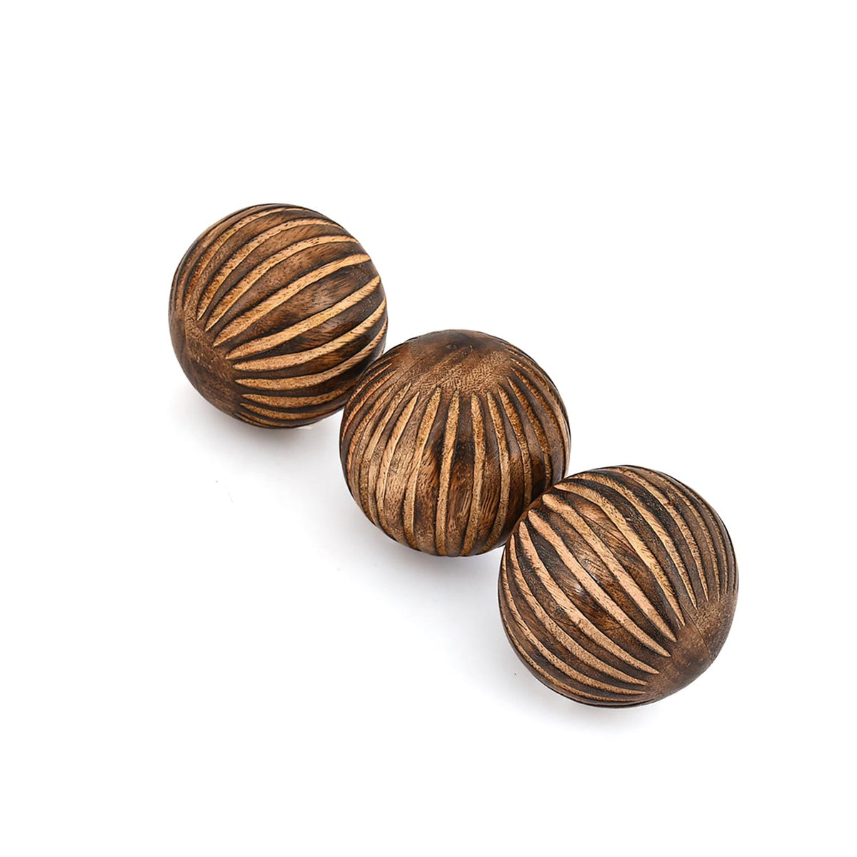Mahasu Decorative Balls Set of 3 Mango Wood Home Decor Modern Balls for Living Room, Bedroom, Kitchen (3" x 3"x 3")