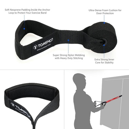 TOMSHOO 5 Packs Pull Up Assist Bands Set Resistance Loop Bands Powerlifting Exercise Stretch Bands with Door Anchor and Handles