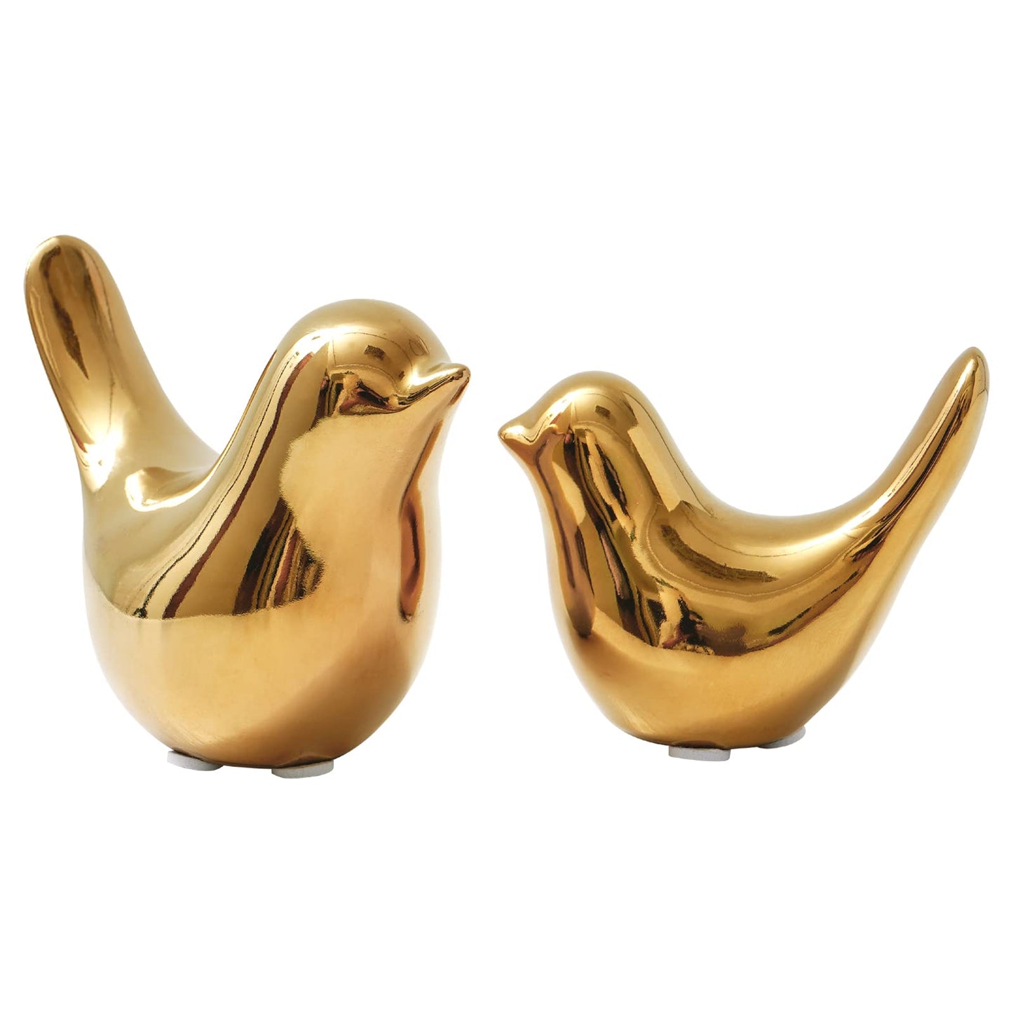Elegant Gold Small Bird Sculptures,Modern Abstract Art Pieces for Bookshelf Decor, Coffee Table Decor, and Luxury Home Decor Accents(2Pcs Gold Birds)