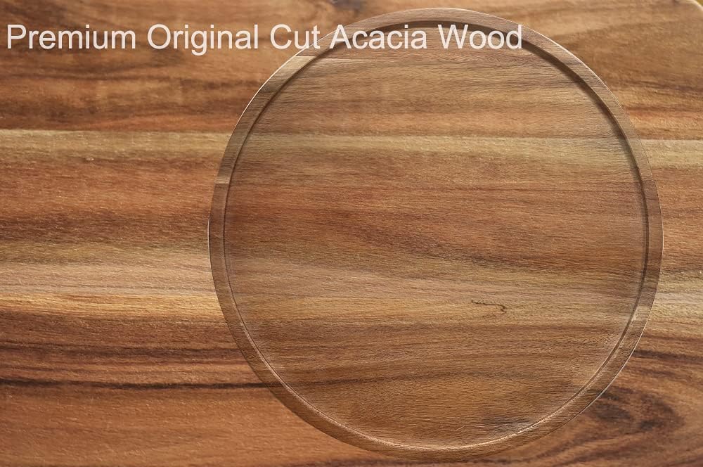10" Acacia Wood Lazy Susan Organizer Kitchen Turntable for Cabinet Pantry Table Organization