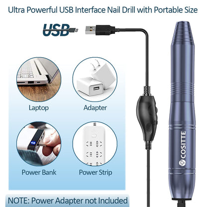 Electric Nail Drill,USB Electric Nail Drill Machine for Acrylic Nail Kit,Portable Electric Nail File Polishing Tool Manicure Pedicure Kit Efile Nail Supplies for Home Salon,Pink