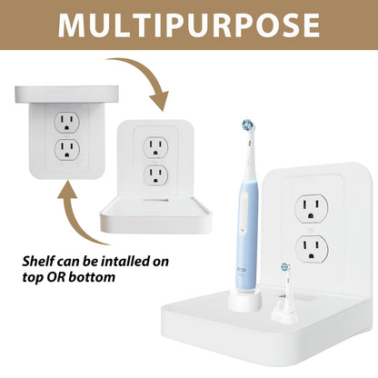 Outlet Shelf Holder Fit for Decorator Receptacle, Bathroom Decor Built-in Cable Management,Space Saving Homepod Mini,Google Home/Echo/Smart Speakers/Electric Toothbrush/Cell Phone (Decora)