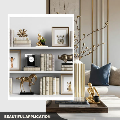 Senea Kay Modern Abstract Statue with Removable Faux Succulents Plants – Resin Figurine Home Decor Accents, Coffee Table Shelf Styling. Collectible Art Luxury Gift Items Woman thinker sculpture (Gold)