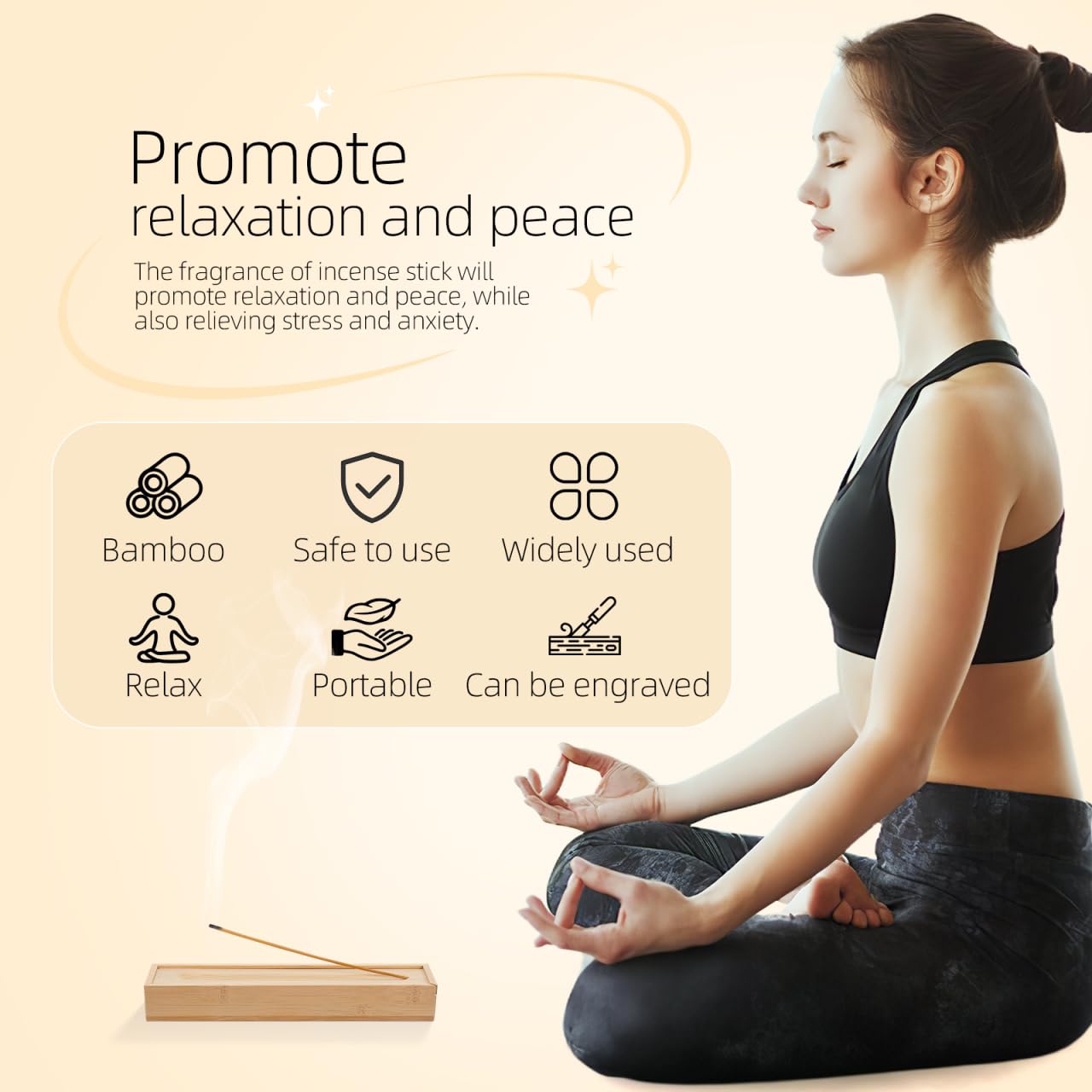 COHEALI Natural Bamboo Incense Holder and Storage Box, Incense Stick Burner with Ash Catcher, 8.85" Portable Case for Meditation, Yoga, Aromatherapy & Zen Home Decor