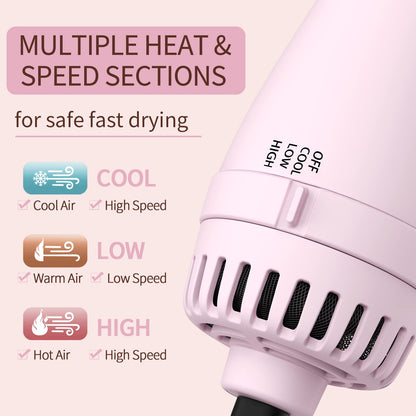 Hair Dryer Brush Blow Dryer in One, Upgraded 4 in 1 Hair Dryer and Styler Volumizer with Negative Ion Anti-frizz Ceramic Titanium Barrel Hot Air Hair Straightener Brush