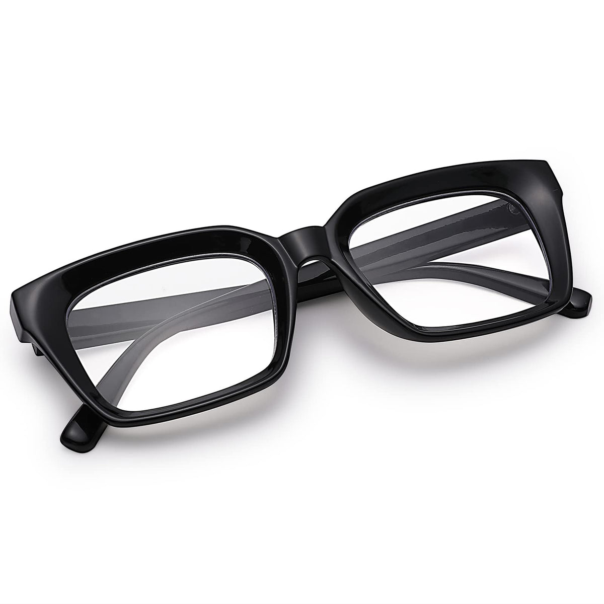 COASION Blue Light Blocking Eyeglasses Classic Thick Square Rim Frame Eyewear for Women Men (Bright Black)